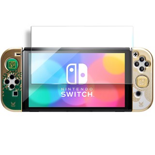 HOHOO 任天堂 Switch OLED 保護殼 + Joy-Con 搖桿帽 + 螢幕保護貼 薩爾達傳說 王國之淚 套組 黑色, 單一商品, 1套