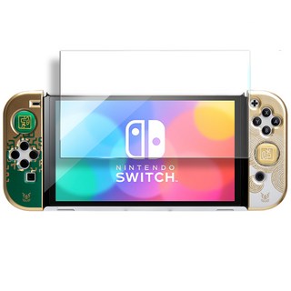 HOHOO 任天堂 Switch OLED 保護殼 + Joy-Con 搖桿套 + 螢幕保護貼 王國之淚 套組 白色, 單一商品, 1套
