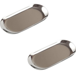 EVER HOUSE 不銹鋼橢圓飾品托盤 2入, 銀色