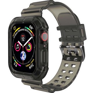 Luarable Apple Watch 兼容矽膠錶帶 全保護套 一體式錶帶, 黑色