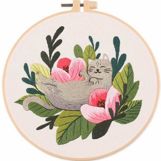 All Rounder貓咪法國刺繡十字繡組合DIY, A, 1組