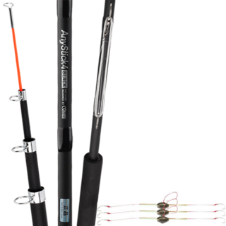 하나로 山鯰雙釣 Anystick 4 釣竿 + 雙釣魚鉤釣具套組, 黑色(釣竿)