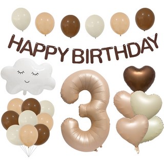 LIFEGRAPHY HAPPY BIRTHDAY 雲朵數字愛心氣球組, 數字 3, 1套