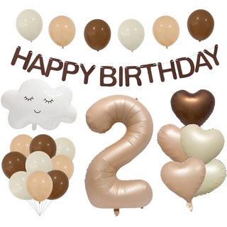 Lifegraphy HAPPY BIRTHDAY 雲朵數字愛心氣球組, 數字 2, 1套