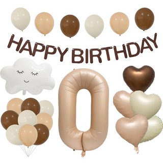 Lifegraphy HAPPY BIRTHDAY 雲朵數字愛心氣球組, 數字 0, 1套