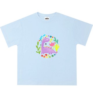 Nanofit 兒童透氣30支紗蠟筆恐龍寬鬆版短袖T恤