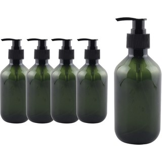 按壓式圓角分裝瓶 300ml, 綠色（容器）, 5個