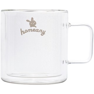 HOMEANY 色彩雙層耐熱玻璃馬克杯 380ml, 1個, 白色 + 透明