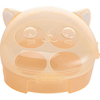 DS 貓咪粉撲海綿收納盒, 橘色, 1個