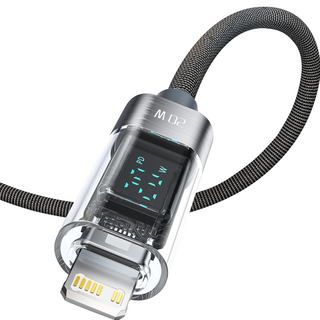 Toocki 圖客 PD 20W 數位顯示 Type-C to Lightning 8-pin 超高速充電線, 灰色, 1m, 1個