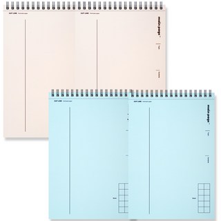 moong9 主頁 A5 易撕上翻筆記本 2款 x 2入組 5mm方格, 米色, 藍色, 1套