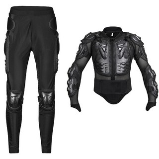 River Fox 摩托車騎士賽車防護服上下套裝, 黑色