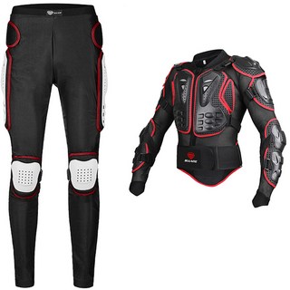 River Fox 摩托車騎士賽車防護服上下套裝, 紅色