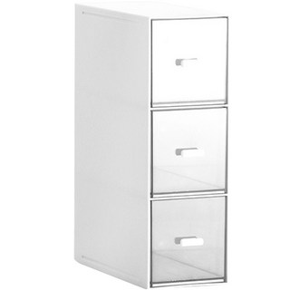 LIKEHOUSE 簡易多功能收納盒 正方形 3格, 白色 + 透明, 1個