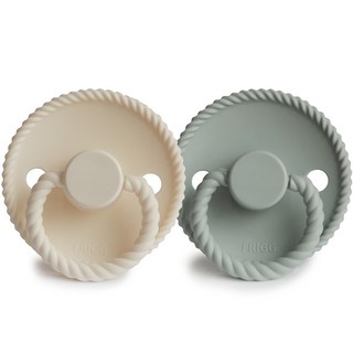 FRIGG Rope 安撫奶嘴 S2 2件組, 1套, 鼠尾草綠, 奶油白, 6~18個月