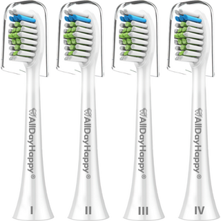Alldayhappy 替換用電動牙刷頭+安全透明蓋組, HX6064P, 白色(牙刷頭), 4組