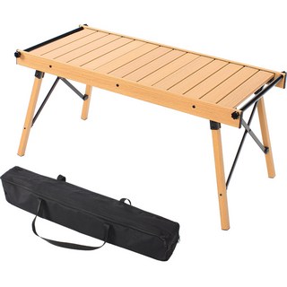 camp village Woody IGT 捲桌 + 收納袋組合, 原木色(桌子)