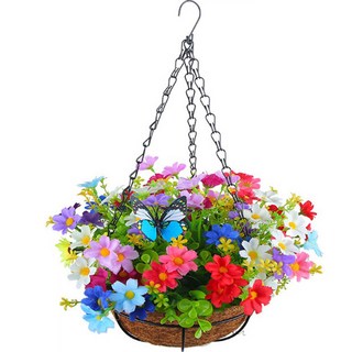 Funny Seller 居家裝飾人造花花籃 空氣鳳梨 多彩蝴蝶, 1個