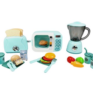PLAYMAX 可運作的廚房遊戲微波爐 + 烤麵包機 + 攪拌機 3件組, 1套, 薄荷綠