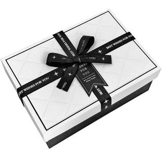 Lead home The Best 緞帶包裝盒 禮物盒 大, 白色, 1個