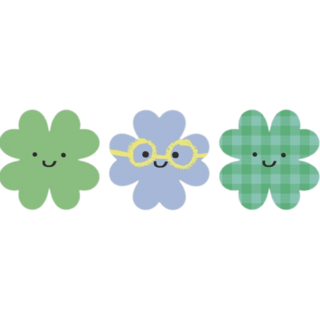 幸運草朋友貼紙 3款 x 30入組合, 混合顏色, 1套