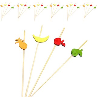 竹製水果籤 12cm 鳳梨 25p + 蘋果 25p + 梨子 25p + 香蕉 25p 套組 MP315, 1套