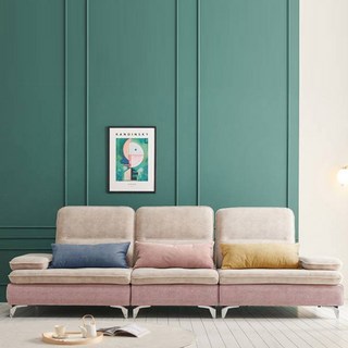 서광퍼니처 바이미 조야 아쿠아텍스 스윙 모듈형 4인용 소파 방문설치, 연그레이 핑크 (소파) + 랜덤발송(쿠션)