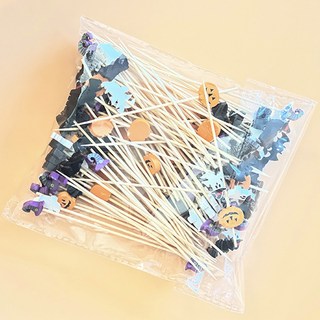 竹製萬聖節便當籤 12cm MP178, 1套