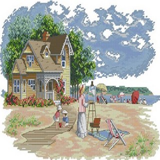 家居裝飾 休息十字繡套組 圖案 + 布料 + 針 2支 + 繡線套組, 混合色, 1套