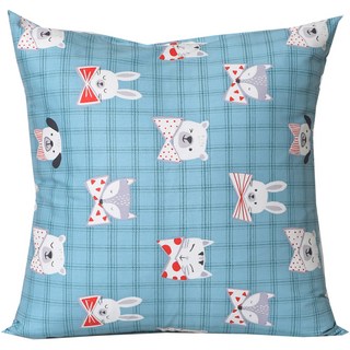 ECONY HOUSE 格紋動物抱枕 含枕芯, 藍色