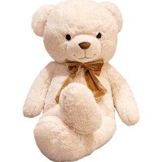純眠 Love Smile Bear 大型蝴蝶結熊玩偶, 1個, 120cm, 白色