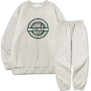 ezy studio 復古網球Double大學T + 長褲 Oversize運動套裝