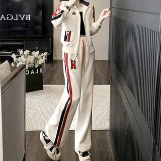 MEICHEL 女款高階撞色線條拉鍊運動上下套裝 03813