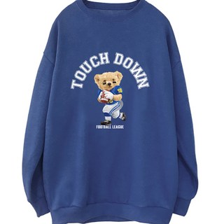 ezy studio 女款特厚雙面棉達陣熊寬鬆大學T