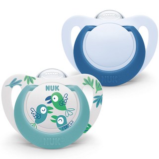 NUK 星星安撫奶嘴2件組, S2(6~18個月), 小鳥 + 藍色, 1套