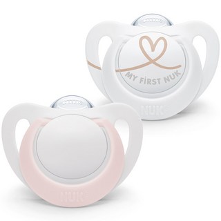 NUK 星星安撫奶嘴2件組, S1(0~6個月), 粉紅色 + 白色, 1套