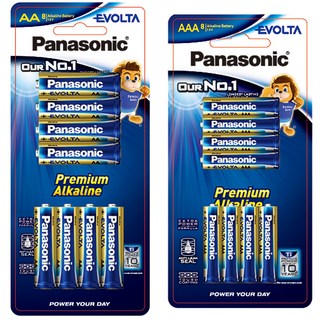 Panasonic EVOLTA 頂級鹼性電池組 AA 8入 + AAA 8入, 1套, AA 8顆+ AAA 8顆
