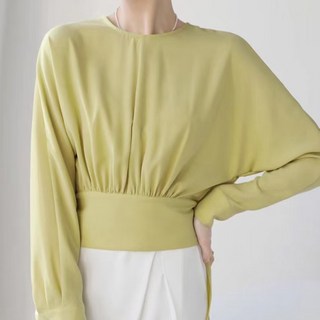 Paperments 圓領絲滑長袖襯衫 07019