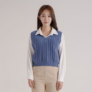 Gembling 女款V領麻花針織背心