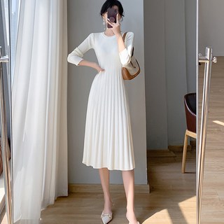 LUNAGIRL 女款Montall針織連身裙, 白色