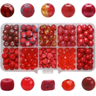 Alode 大理石紋串珠 DIY 材料包 200入, 紅色, 1套