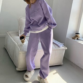 Goodif 女性用舒適保暖Pop-up大學T + 長版鬆緊帶長褲運動套裝