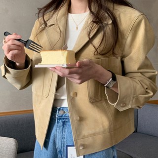 Paperments 女性簡約兩側口袋麂皮夾克 07285