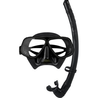 SNEFF 自由潛水鋁合金邊框面鏡 + EVA收納盒 + 捲式呼吸管套組 SFD_5600, 黑色