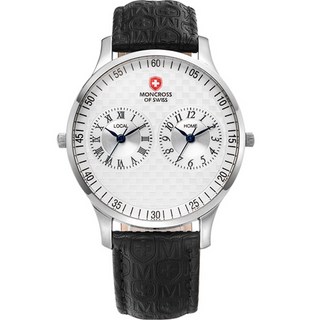 Moncross 男士雙時區皮革手錶 42mm
