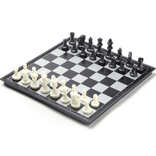 便攜式迷你西洋棋組 25cm, 黑色 + 白色