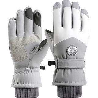 Elsso 防水防寒智慧型手機觸控滑雪手套 雙手一組, 圓形標誌 灰白色