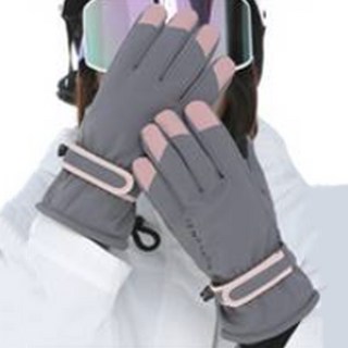 Elsso 防水防寒智慧型手機觸控滑雪手套 雙手一組, 印花灰