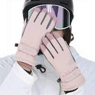 Elsso 防水防寒智慧型手機觸控滑雪手套 雙手一組, 刺繡 粉紅色