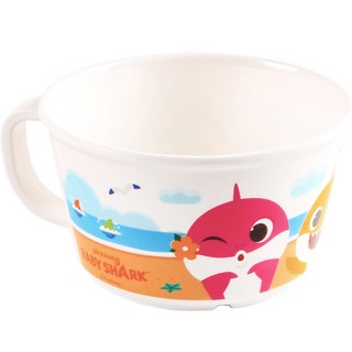 aizoum 鯊魚寶寶印花孩童美耐皿單耳麵碗, 1個, 混色